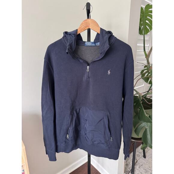 Ralph Lauren Hybrid Quarter-Zip Hoodie Navy - Picture 5 of 5